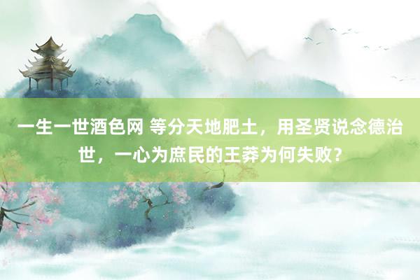 一生一世酒色网 等分天地肥土，用圣贤说念德治世，一心为庶民的王莽为何失败？