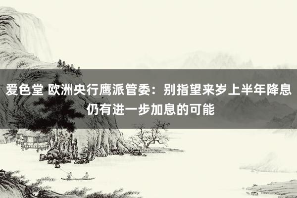 爱色堂 欧洲央行鹰派管委：别指望来岁上半年降息 仍有进一步加息的可能