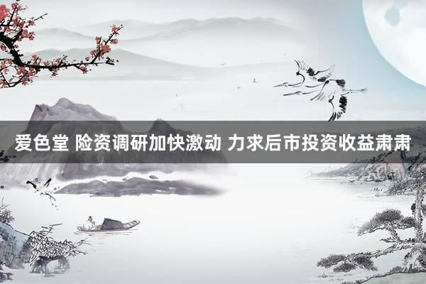 爱色堂 险资调研加快激动 力求后市投资收益肃肃
