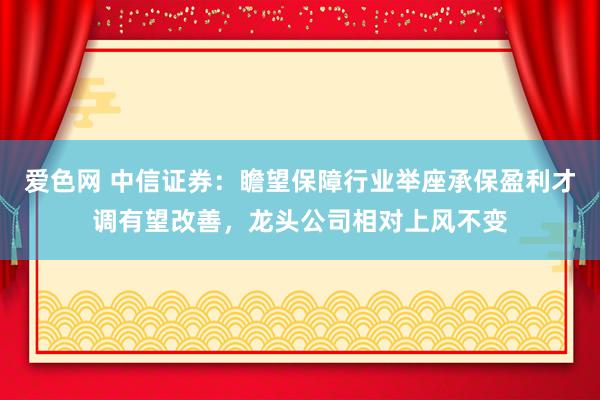 爱色网 中信证券：瞻望保障行业举座承保盈利才调有望改善，龙头公司相对上风不变