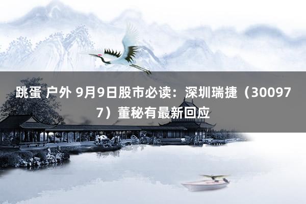 跳蛋 户外 9月9日股市必读：深圳瑞捷（300977）董秘有最新回应