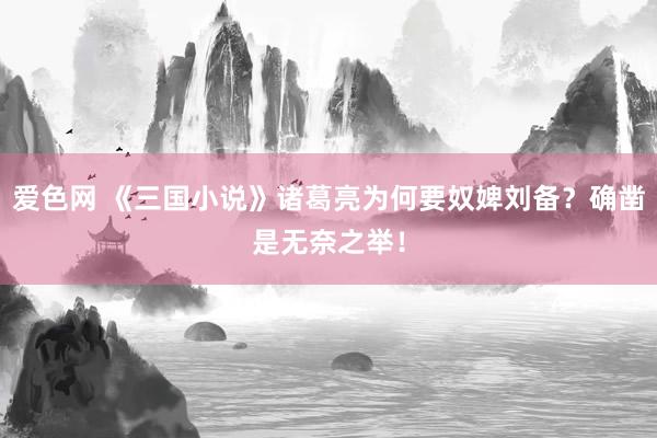 爱色网 《三国小说》诸葛亮为何要奴婢刘备？确凿是无奈之举！