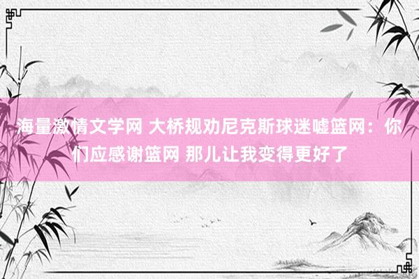 海量激情文学网 大桥规劝尼克斯球迷嘘篮网：你们应感谢篮网 那儿让我变得更好了