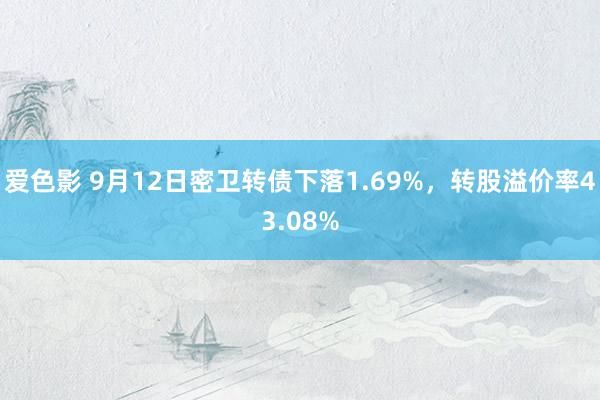 爱色影 9月12日密卫转债下落1.69%，转股溢价率43.08%