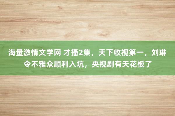 海量激情文学网 才播2集，天下收视第一，刘琳令不雅众顺利入坑，央视剧有天花板了