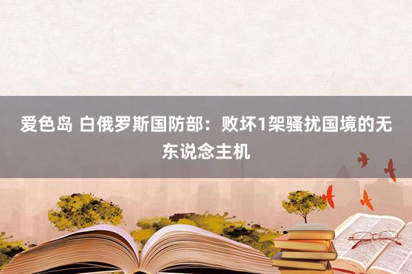 爱色岛 白俄罗斯国防部：败坏1架骚扰国境的无东说念主机