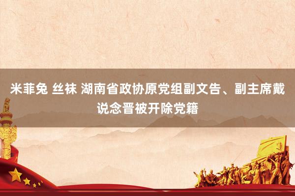 米菲兔 丝袜 湖南省政协原党组副文告、副主席戴说念晋被开除党籍
