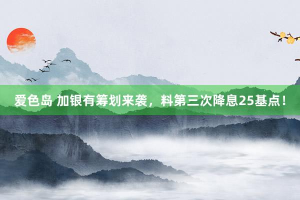 爱色岛 加银有筹划来袭，料第三次降息25基点！