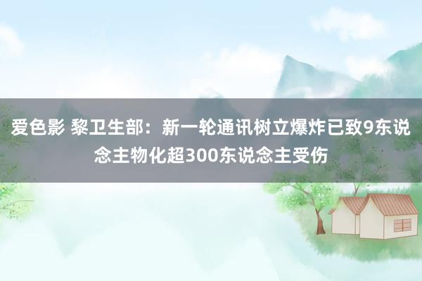 爱色影 黎卫生部：新一轮通讯树立爆炸已致9东说念主物化超300东说念主受伤