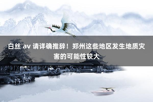 白丝 av 请详确推辞！郑州这些地区发生地质灾害的可能性较大