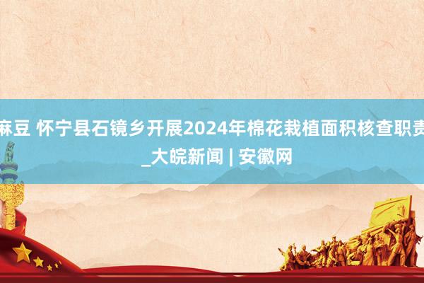 麻豆 怀宁县石镜乡开展2024年棉花栽植面积核查职责  _大皖新闻 | 安徽网