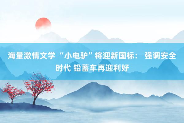 海量激情文学 “小电驴”将迎新国标： 强调安全时代 铅蓄车再迎利好