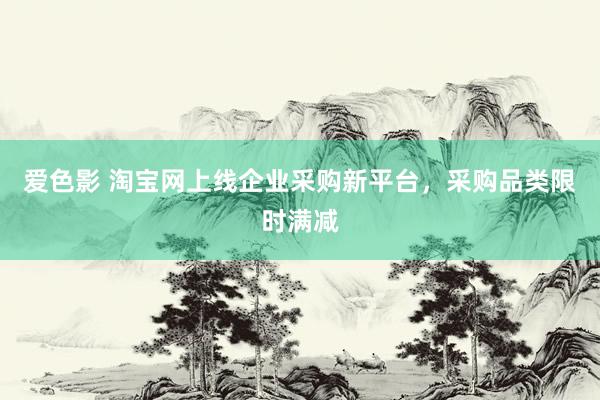 爱色影 淘宝网上线企业采购新平台，采购品类限时满减