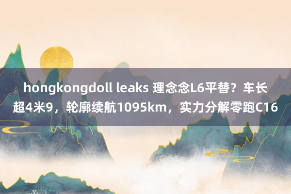 hongkongdoll leaks 理念念L6平替？车长超4米9，轮廓续航1095km，实力分解零跑C16