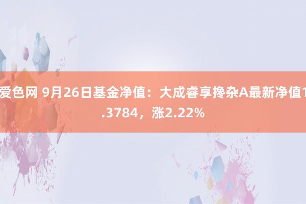 爱色网 9月26日基金净值：大成睿享搀杂A最新净值1.3784，涨2.22%