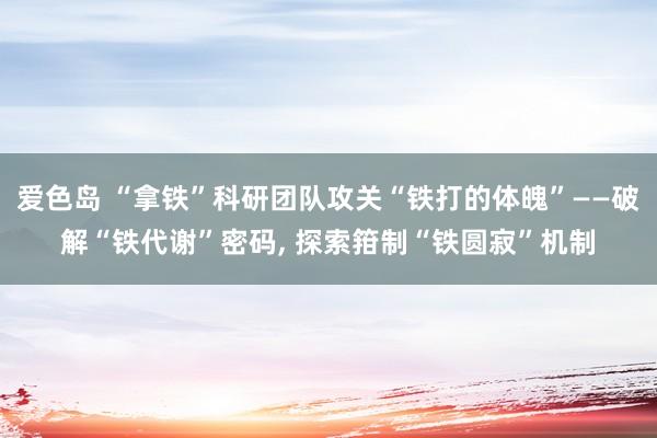 爱色岛 “拿铁”科研团队攻关“铁打的体魄”——破解“铁代谢”密码， 探索箝制“铁圆寂”机制
