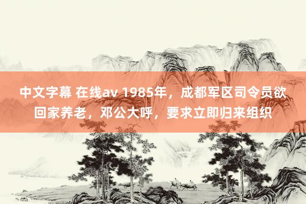 中文字幕 在线av 1985年，成都军区司令员欲回家养老，邓公大呼，要求立即归来组织