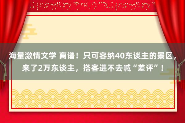 海量激情文学 离谱！只可容纳40东谈主的景区，来了2万东谈主，搭客进不去喊“差评”！