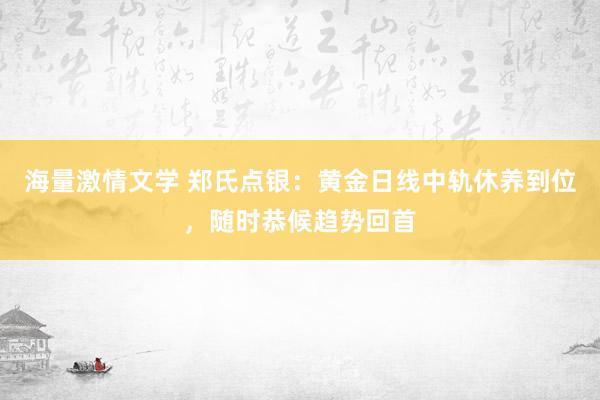 海量激情文学 郑氏点银：黄金日线中轨休养到位，随时恭候趋势回首