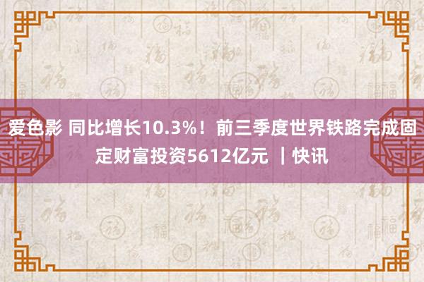爱色影 同比增长10.3%！前三季度世界铁路完成固定财富投资5612亿元 ｜快讯