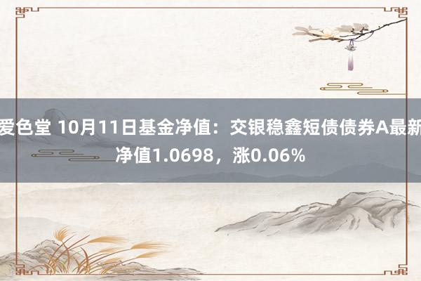 爱色堂 10月11日基金净值：交银稳鑫短债债券A最新净值1.0698，涨0.06%