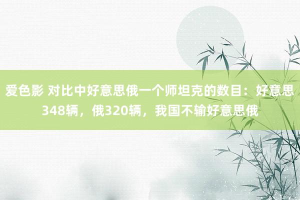 爱色影 对比中好意思俄一个师坦克的数目：好意思348辆，俄320辆，我国不输好意思俄