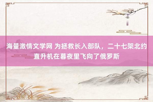 海量激情文学网 为拯救长入部队，二十七架北约直升机在暮夜里飞向了俄罗斯