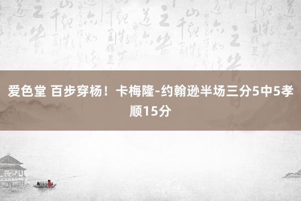 爱色堂 百步穿杨！卡梅隆-约翰逊半场三分5中5孝顺15分