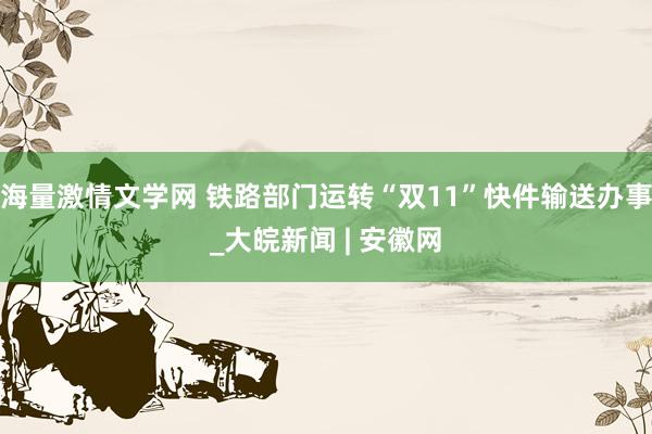 海量激情文学网 铁路部门运转“双11”快件输送办事_大皖新闻 | 安徽网