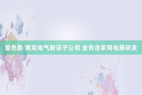爱色影 莱克电气新设子公司 业务含家用电器研发