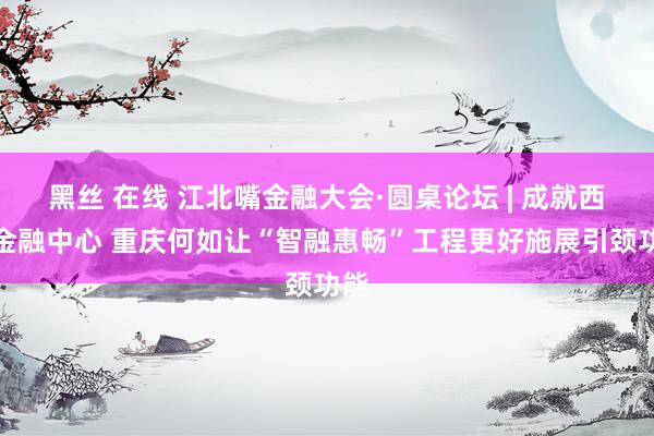 黑丝 在线 江北嘴金融大会·圆桌论坛 | 成就西部金融中心 重庆何如让“智融惠畅”工程更好施展引颈功能