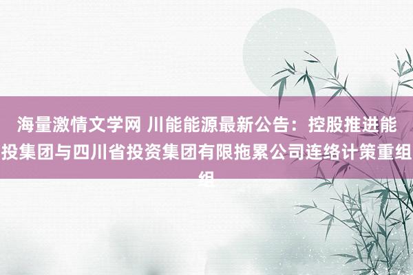 海量激情文学网 川能能源最新公告：控股推进能投集团与四川省投资集团有限拖累公司连络计策重组