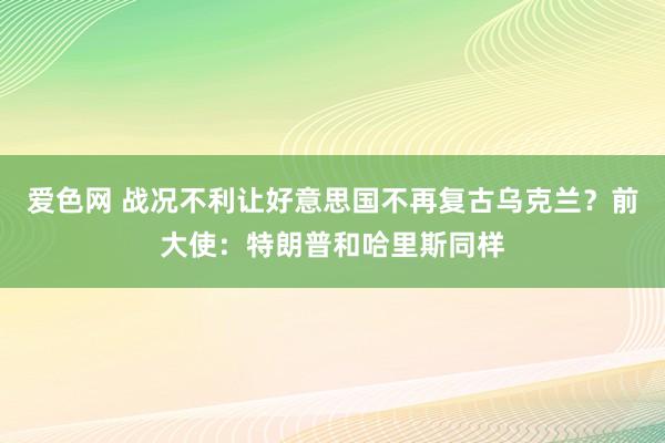 爱色网 战况不利让好意思国不再复古乌克兰？前大使：特朗普和哈里斯同样