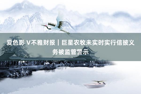 爱色影 V不雅财报｜巨星农牧未实时实行信披义务被监管警示