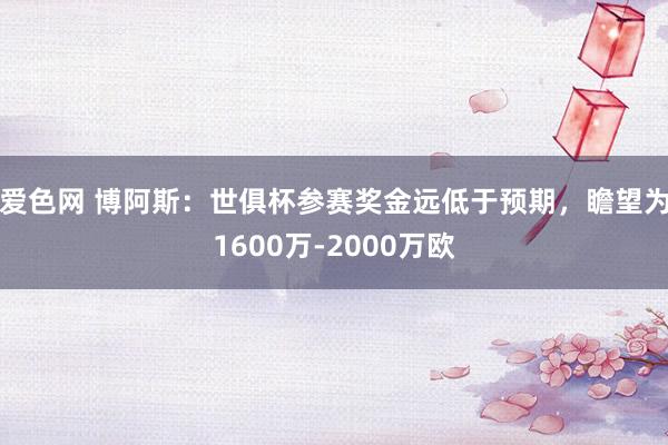 爱色网 博阿斯：世俱杯参赛奖金远低于预期，瞻望为1600万-2000万欧