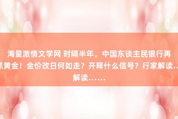 海量激情文学网 时隔半年，中国东谈主民银行再增抓黄金！金价改日何如走？开释什么信号？行家解读……