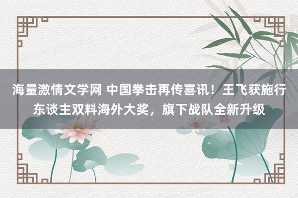海量激情文学网 中国拳击再传喜讯！王飞获施行东谈主双料海外大奖，旗下战队全新升级