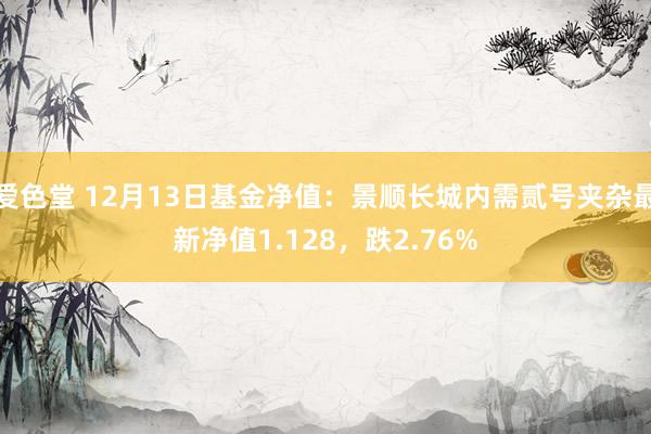 爱色堂 12月13日基金净值：景顺长城内需贰号夹杂最新净值1.128，跌2.76%
