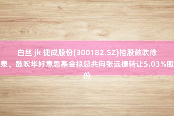白丝 jk 捷成股份(300182.SZ)控股鼓吹徐子泉、鼓吹华好意思基金拟总共向张远捷转让5.03%股份