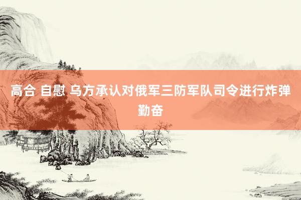 高合 自慰 乌方承认对俄军三防军队司令进行炸弹勤奋