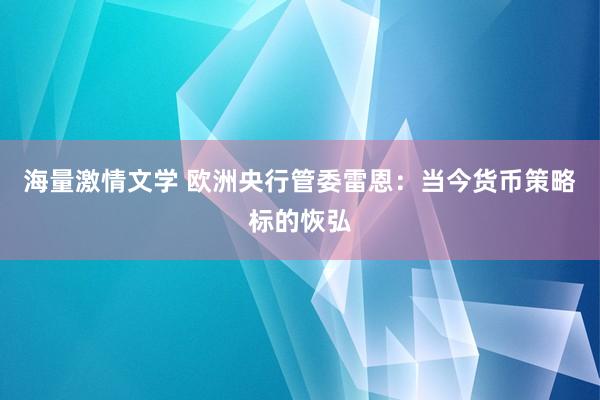 海量激情文学 欧洲央行管委雷恩：当今货币策略标的恢弘