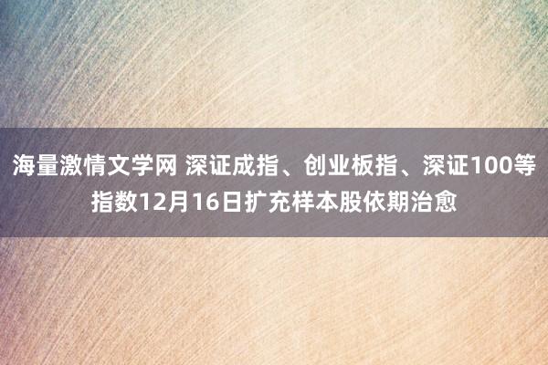 海量激情文学网 深证成指、创业板指、深证100等指数12月16日扩充样本股依期治愈