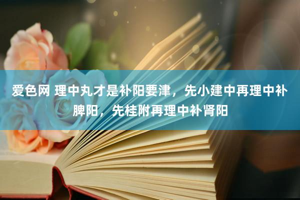 爱色网 理中丸才是补阳要津，先小建中再理中补脾阳，先桂附再理中补肾阳