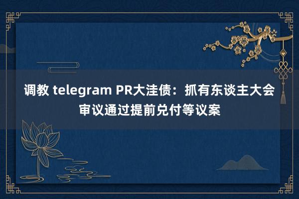 调教 telegram PR大洼债：抓有东谈主大会审议通过提前兑付等议案