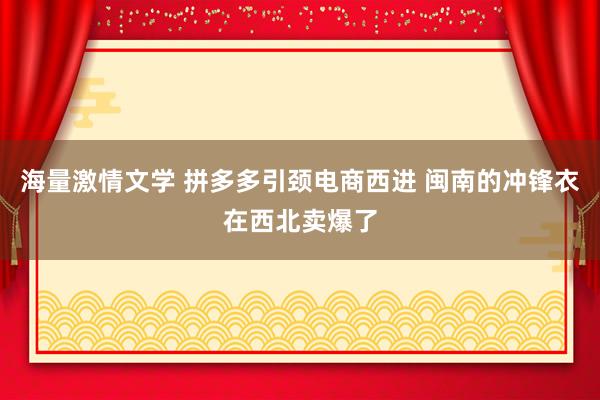 海量激情文学 拼多多引颈电商西进 闽南的冲锋衣在西北卖爆了