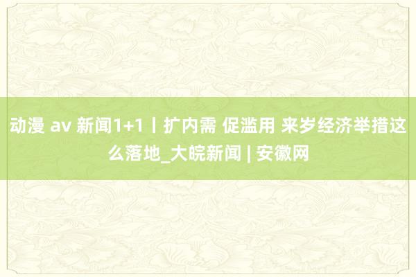 动漫 av 新闻1+1丨扩内需 促滥用 来岁经济举措这么落地_大皖新闻 | 安徽网