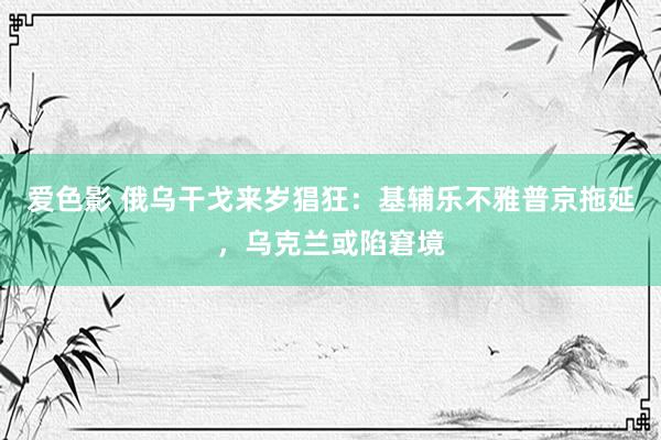 爱色影 俄乌干戈来岁猖狂：基辅乐不雅普京拖延，乌克兰或陷窘境