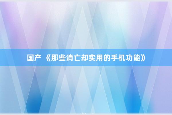 国产 《那些消亡却实用的手机功能》