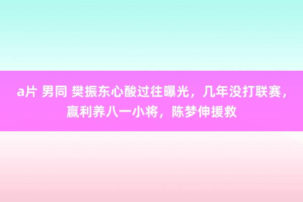 a片 男同 樊振东心酸过往曝光，几年没打联赛，赢利养八一小将，陈梦伸援救