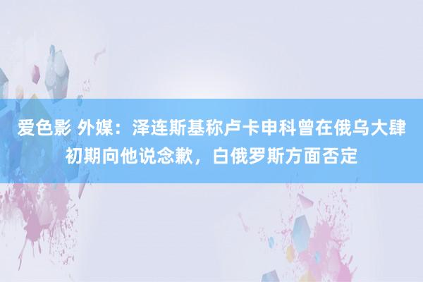 爱色影 外媒：泽连斯基称卢卡申科曾在俄乌大肆初期向他说念歉，白俄罗斯方面否定
